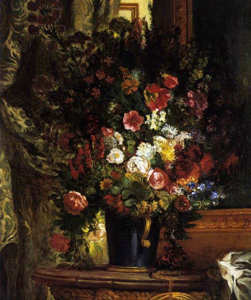 A Vase of Flowers on a Console